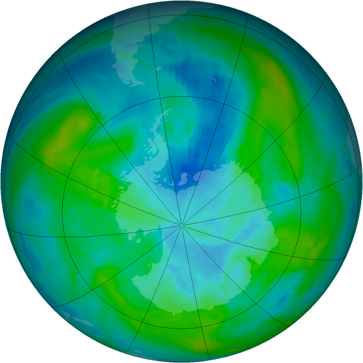 Antarctic ozone map for 25 March 1979